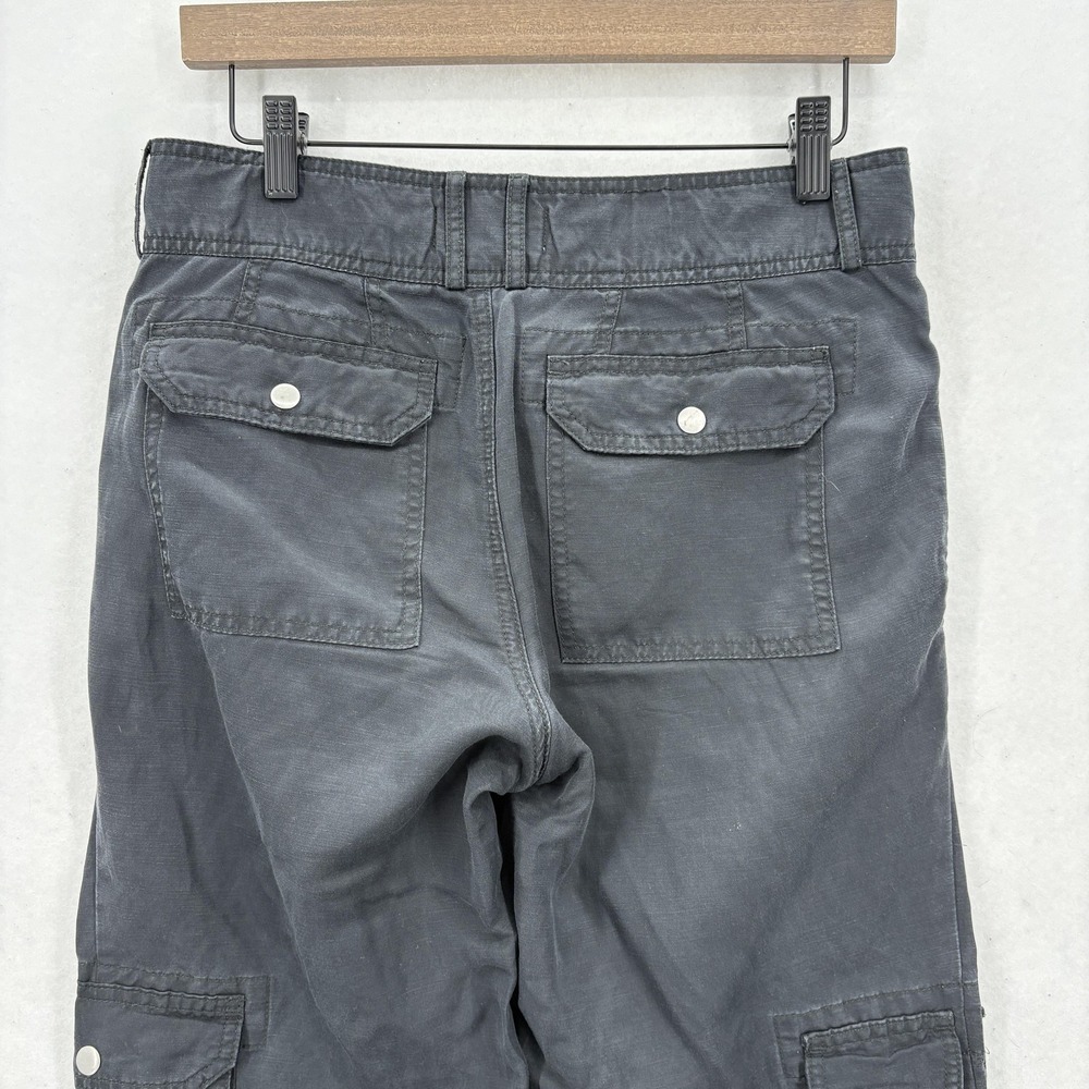Anthropologie Aviator Cargo Pants Womens 2 Black Linen Blend Utility Taper Camp - Picture 13 of 15